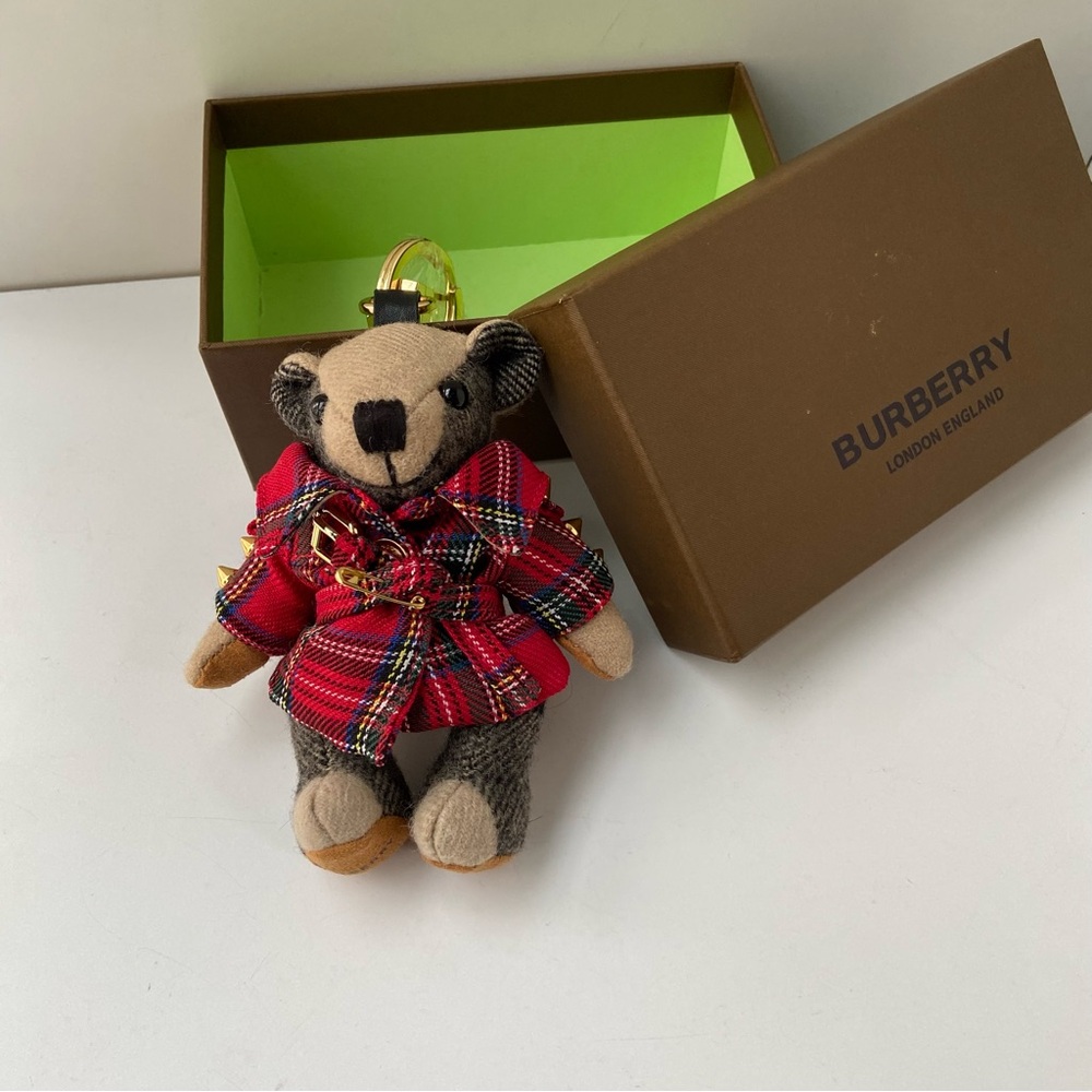 Burberry Red and Black Tartan Bear Key Holder